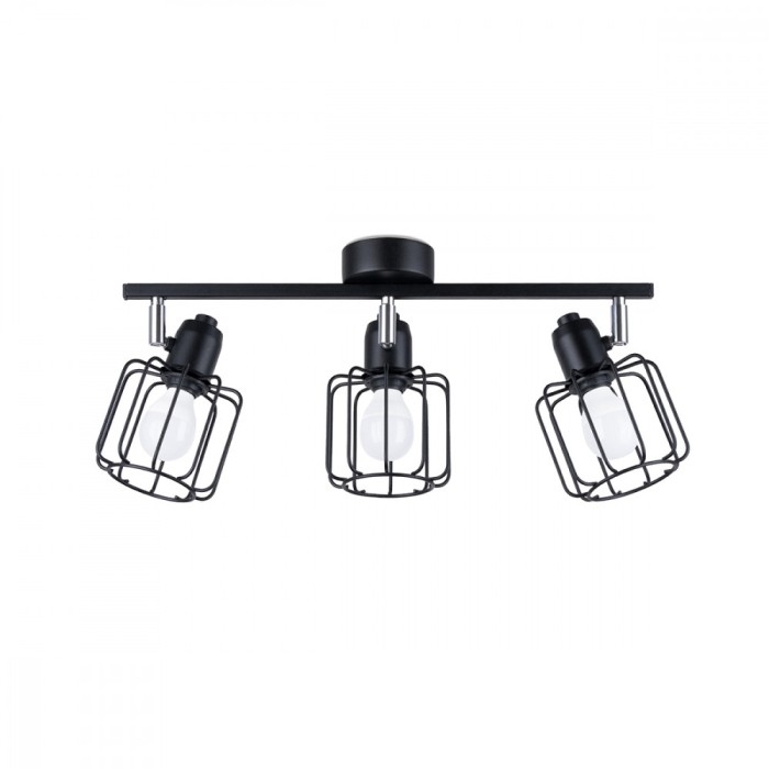 Lustră De Tavan Beluci Negru Oțel 3 Becuri Cu Tuburi Modernă De Interior