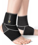 Set de 2 bandaje pentru glezna Cambivo, nailon/latex, negru/gri, marime universala