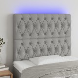 vidaXL Tăblie de pat cu LED, gri deschis, 90x7x118/128 cm, textil