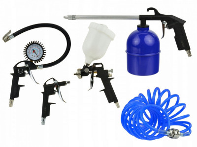 Set kit accesorii pneumatice 5 piese aer comprimat pentru compresor vopsit antifonat suflat (KD410) foto