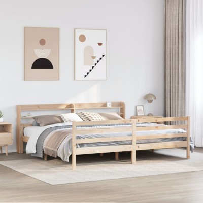 vidaXL Cadru pat cu tăblie 200x200 cm, lemn masiv de pin 3306692 foto