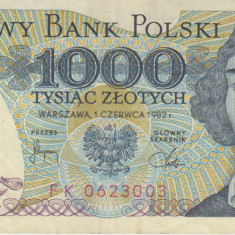 M1 - Bancnota foarte veche - Polonia - 1000 zloti - 1982
