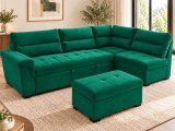 Coltar Cansas-Prime 300x100x230 cm Lada Depozitare Tapitat Catifea Nuanta Verde
