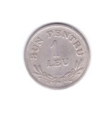 Moneda 1 leu 1924 Poissy, stare relativ buna, curata