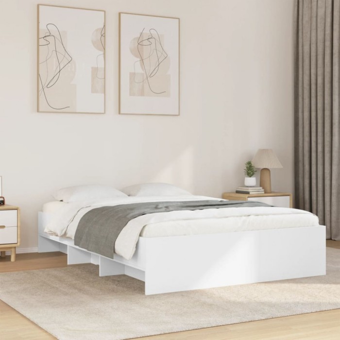 vidaXL Cadru de pat, alb, 120x200 cm, lemn prelucrat