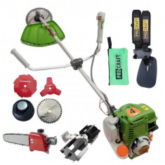 Set Motocoasa benzina Procraft T5600 Pro Motor 4 Timpi 5600W + 4 Sisteme Taiere + Cap drujba + Cultivator Model 2020 foto