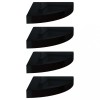Rafturi de colt, 4 buc., negru extralucios, 25x25x3,8 cm, MDF