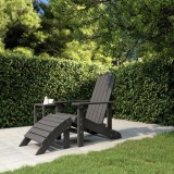 Scaun de grădină Adirondack cu suport picioare, antracit, HDPE