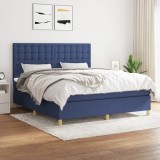 vidaXL Pat box spring cu saltea, albastru, 180x200 cm, material textil 3142679