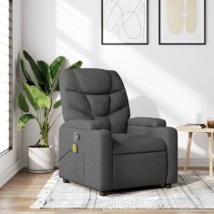 vidaXL Fotoliu de masaj rabatabil, gri &amp;icirc;nchis, material textil foto