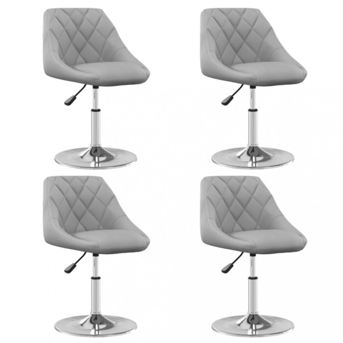 vidaXL Scaune de masă pivotante, 4 buc., gri deschis, catifea