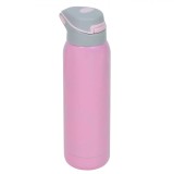 Sticlă Apă Izotermă, Termos, Roz Mat, Capacitate 500ml, Din Oțel Inoxidabil, Cu Pai, Oem