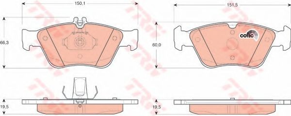Set placute frana,frana disc MERCEDES CLK Cabriolet (A208) (1998 - 2002) TRW GDB1205