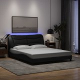 VidaXL Cadru de pat cu LED fără saltea Hvar Negru 160x200 cm Material 3213713