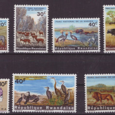 199-RUANDA-1965-ANIMALE DIN AFRICA Serie de 10 timbre ** parcul de la KAGERA MNH