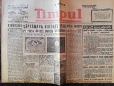 Ziarul Timpul,4 pag,18 nov 1945,fondat Grigore Gafencu, noile bancnote Romania foto