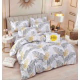 Lenjerie pat dublu,bumbac finet,6 piese,cearceaf cu elastic,alba cu pene-A787