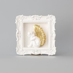 Decoratiune din rasina rama cu ingeras 20 cm x 20 cm