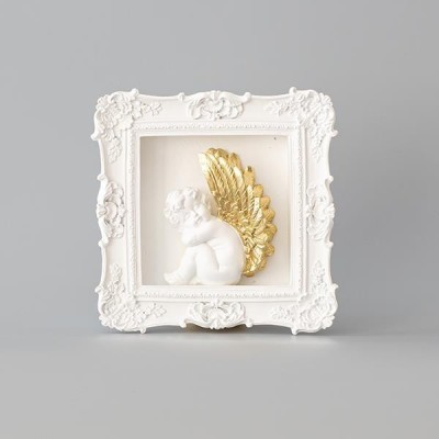 Decoratiune din rasina rama cu ingeras 20 cm x 20 cm foto