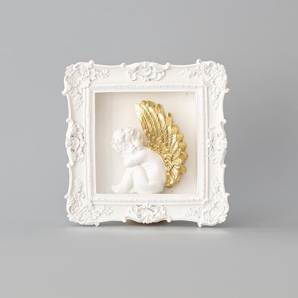 Decoratiune din rasina rama cu ingeras 20 cm x 20 cm