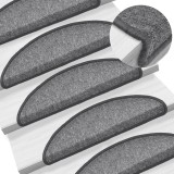 Cumpara ieftin Covorașe pentru scări, 10 buc., 56x17x3 cm, gri &icirc;nchis, semirotunde