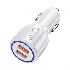 Incarcator auto, BGTB cu 2 Porturi USB Quick Charge Qualcomm 3.0, alb