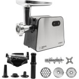 Masina de tocat carne Samus SMT2200X, 2200 W, Cu&Aring;&pound;it din inox, 1 viteza + revers, 3 site din o&Egrave;el, Accesoriu rosii, Accesoriu pentru c&Atilde;&cent;rna&Aring;&pound;i, Negru