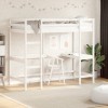 VidaXL Cadru pat supraetajat cu birou, alb, 100x200 cm, lemn masiv pin