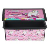 Cutie pentru Jucarii cu Capac Unicorn, Yupy, plastic roz 25l, 52.5x37x17.5 cm