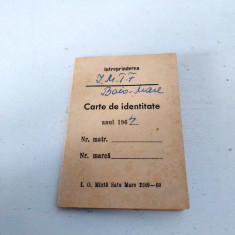 Carte de Identitate Intreprinderea I.M.T.F Baia Mare, 1964, 7.5x5cm