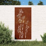 vidaXL Decorație perete de grădină 105x55 cm design bambus oțel Corten 824484
