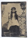 Ferotip rom&acirc;nesc Ferotipie Tintype fotografie pe tablă - Copilă țigancă - sf&acirc;rșit de secol XIX