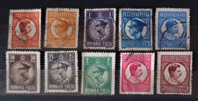 ROMANIA 1932 Lp 96 Regele Carol II uzuale Filigran CC stampilate foto