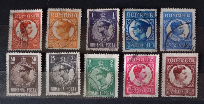 ROMANIA 1932 Lp 96 Regele Carol II uzuale Filigran CC stampilate