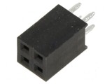 Conector şiruri pini soclu mamă 2,54mm 4 PIN THT pentru PCB
