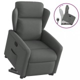Fotoliu rabatabil cu ridicare pe verticală, gri &icirc;nchis, textil