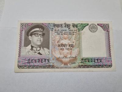 bancnota nepal 10 r 1979-84 foto
