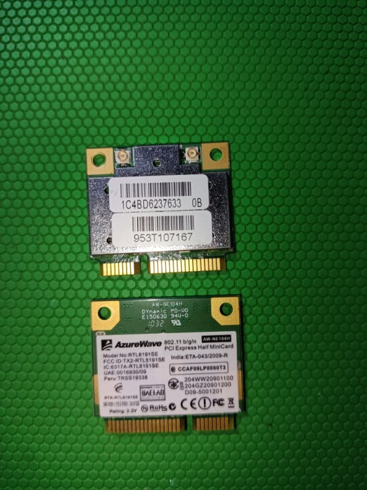 Placa de retea wlan mini PCIe half AzureWave RTL8191SE 802.11b/g/n