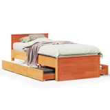 Cumpara ieftin Cadru pat fara saltea, maro ceruit, 75x190 cm, lemn masiv pin