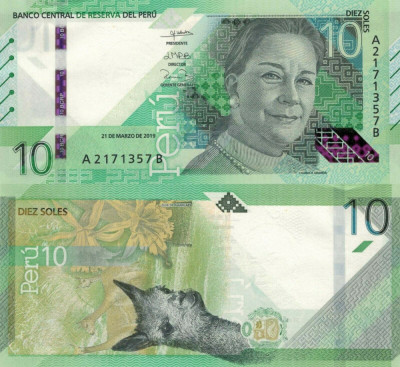 PERU █ bancnota █ 10 Soles █ 2019 █ P-196 █ UNC █ necirculata foto