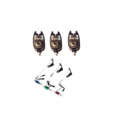 Set 3 Avertizori / Senzori hakuyo pescuit TLI - 01cu baterii incluse Si 3 Swingeri Luminosi cu led