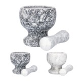 Set mojar cu pistil, marmura, gri-alb, 12,5x12,5 cm, JollyMag, WUI9816