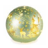 Sfera decorativa Craciun sticla verde aurie cu led YE &Oslash; 10 cm x 9 H