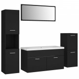 Set mobilier de baie, negru, lemn prelucrat