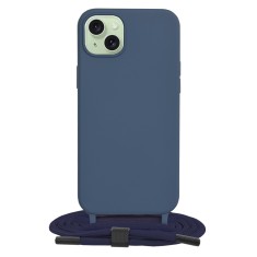 Husa cu snur iPhone 15 Plus Techsuit Crossbody Lanyard, albastru