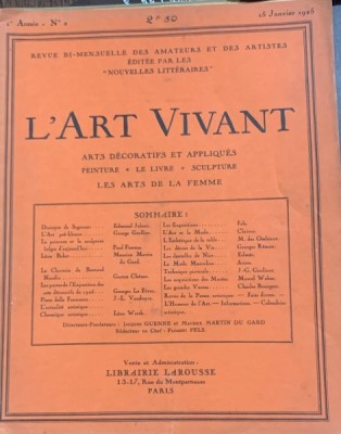 L art vivant- revista in franceza, nr. 2, ianuarie 1925 foto