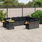 Gossi set canapele de gradina cu perne, 10 piese, negru, poliratan
