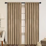 Set draperii din catifea cu rejansa transparenta cu ate pentru galerie, Madison, 200x210 cm, densitate 700 g/ml, Latte, 2 buc