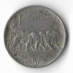 Moneda 50 centesimi 1920 - Italia, muchie zimtata foto