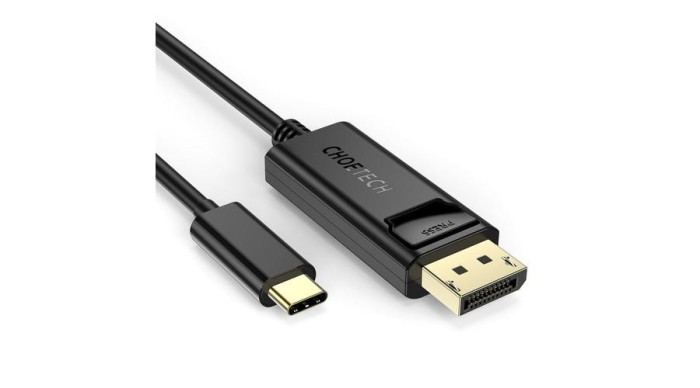 Choetech Cablu video unidirecțional USB tip C pentru monitor - Display Port 4K, 1,8 m, negru (XCP-1801BK-V1)